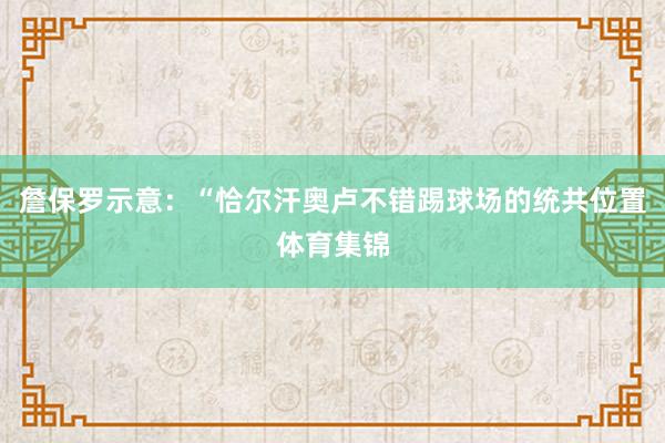 詹保罗示意：“恰尔汗奥卢不错踢球场的统共位置体育集锦