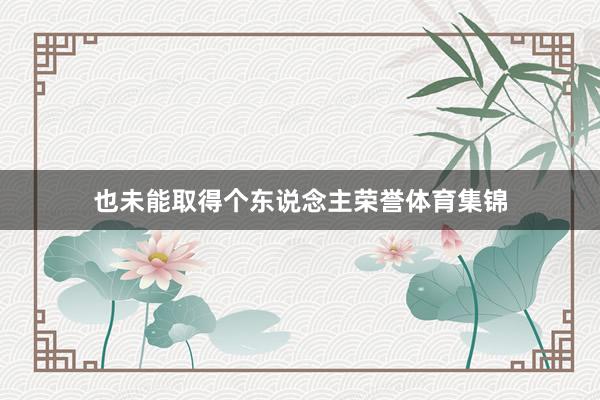 也未能取得个东说念主荣誉体育集锦